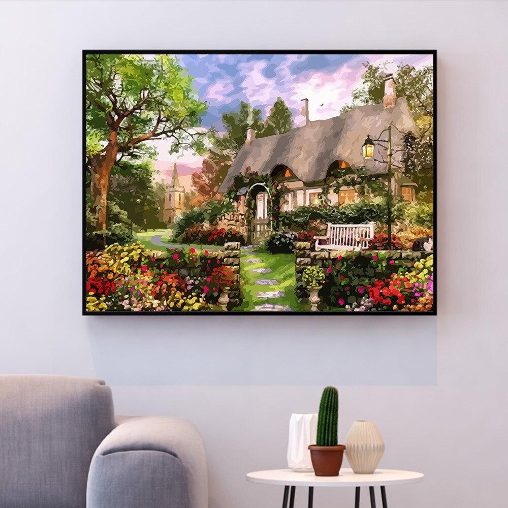 Amazello decoration Paint by Numbers Little Village Cottage