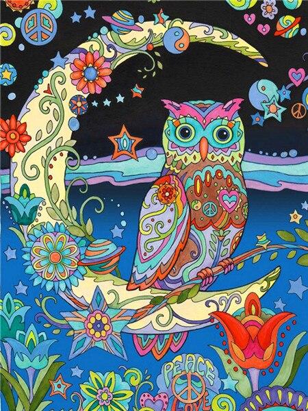 Amazello decoration SZHC4-4347 / 40x50cm No Frame Paint by Numbers Owl Mini Collection