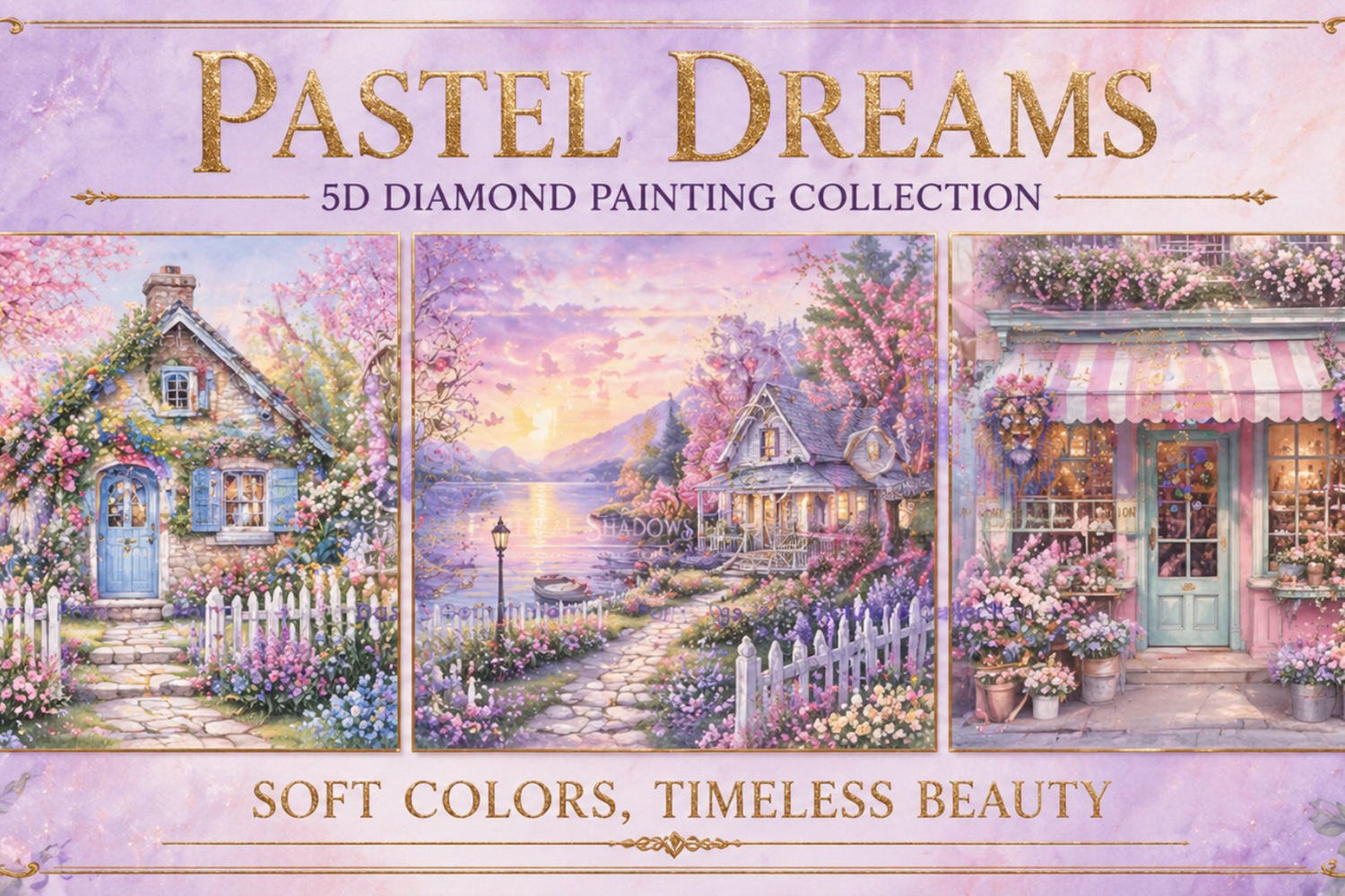 5DDPaints.com Arts & Crafts Cherry Blossom Cottage Garden Diamond Painting Kit 40x40cm