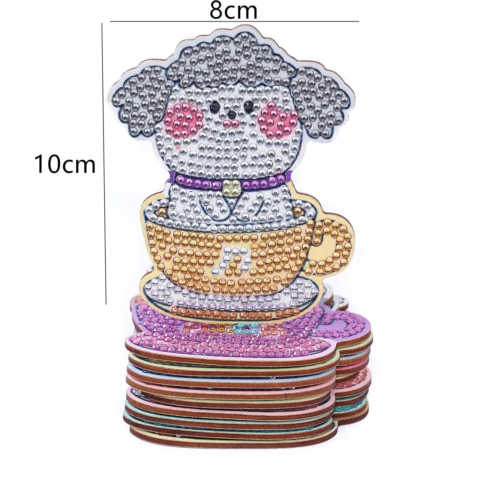 Amazello arts and crafts kit 10pcs/Set DIY Dogs Diamond Art Coasters with Holder Anti Slip Wood Coasters ** HOLDER INCLUDED**