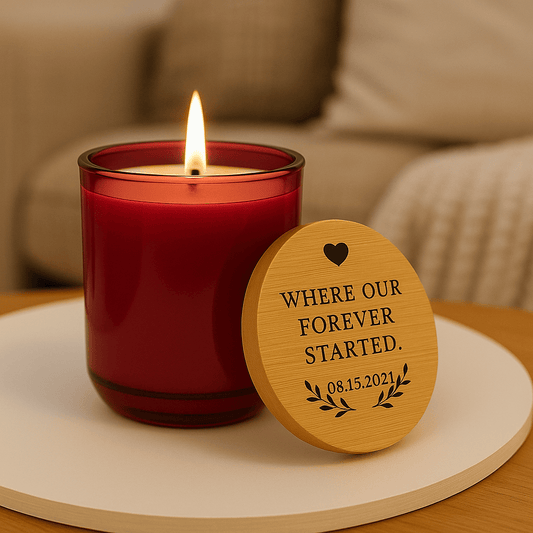 Printify Home Decor Cranberry Glow / Beach Rose / 14oz 14oz Engraved Soy Candle — “Where Our Forever Started” Romantic Keepsake