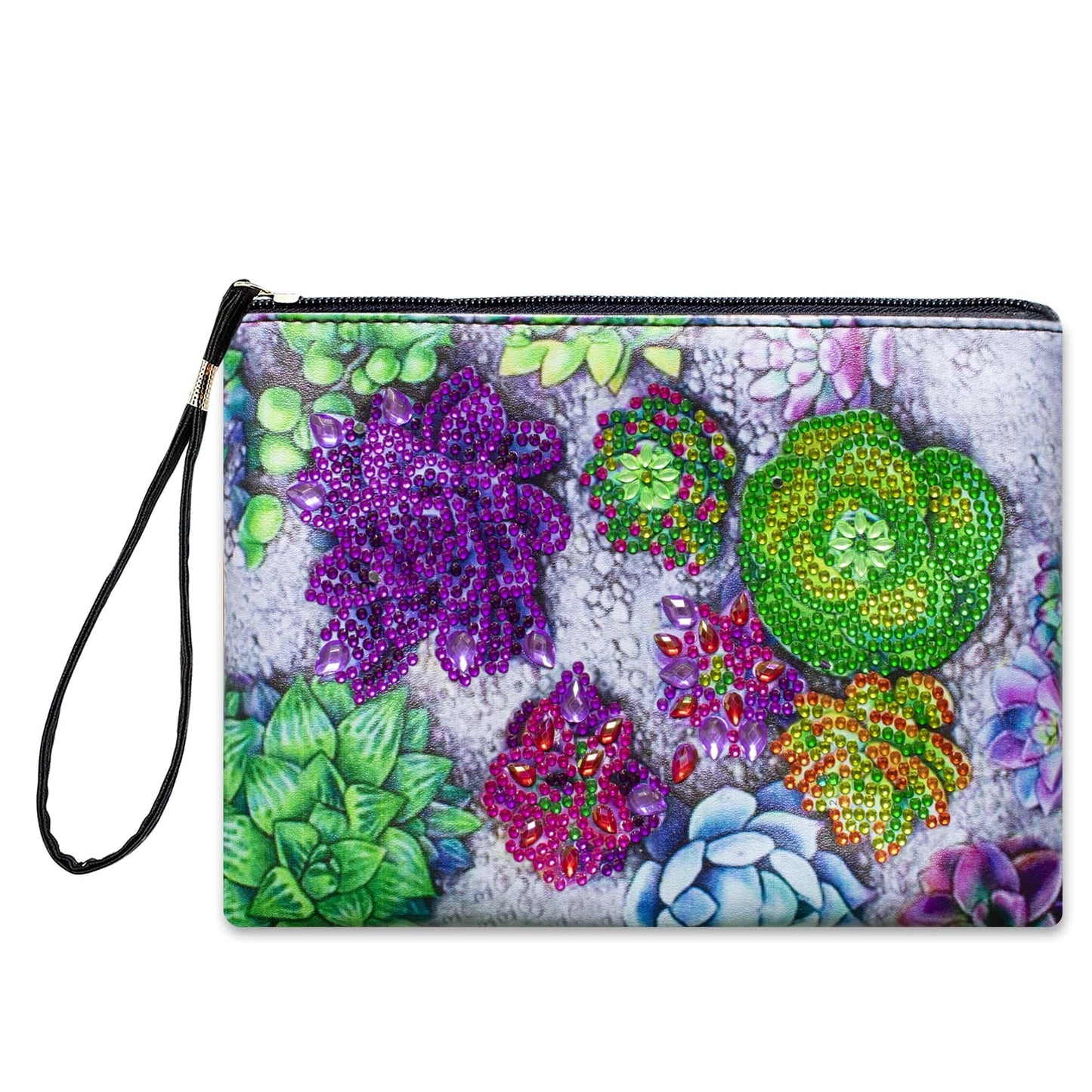 5DDpaints.com arts and crafts kit Succulents  A 1pc DIY Succulents Diamond Art Clutch Purses a