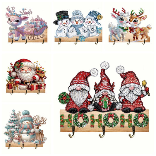 5DDpaints.com arts and crafts kit 1pc/Set DIY Christmas Diamond Painting Key Hooks Wall Mounted