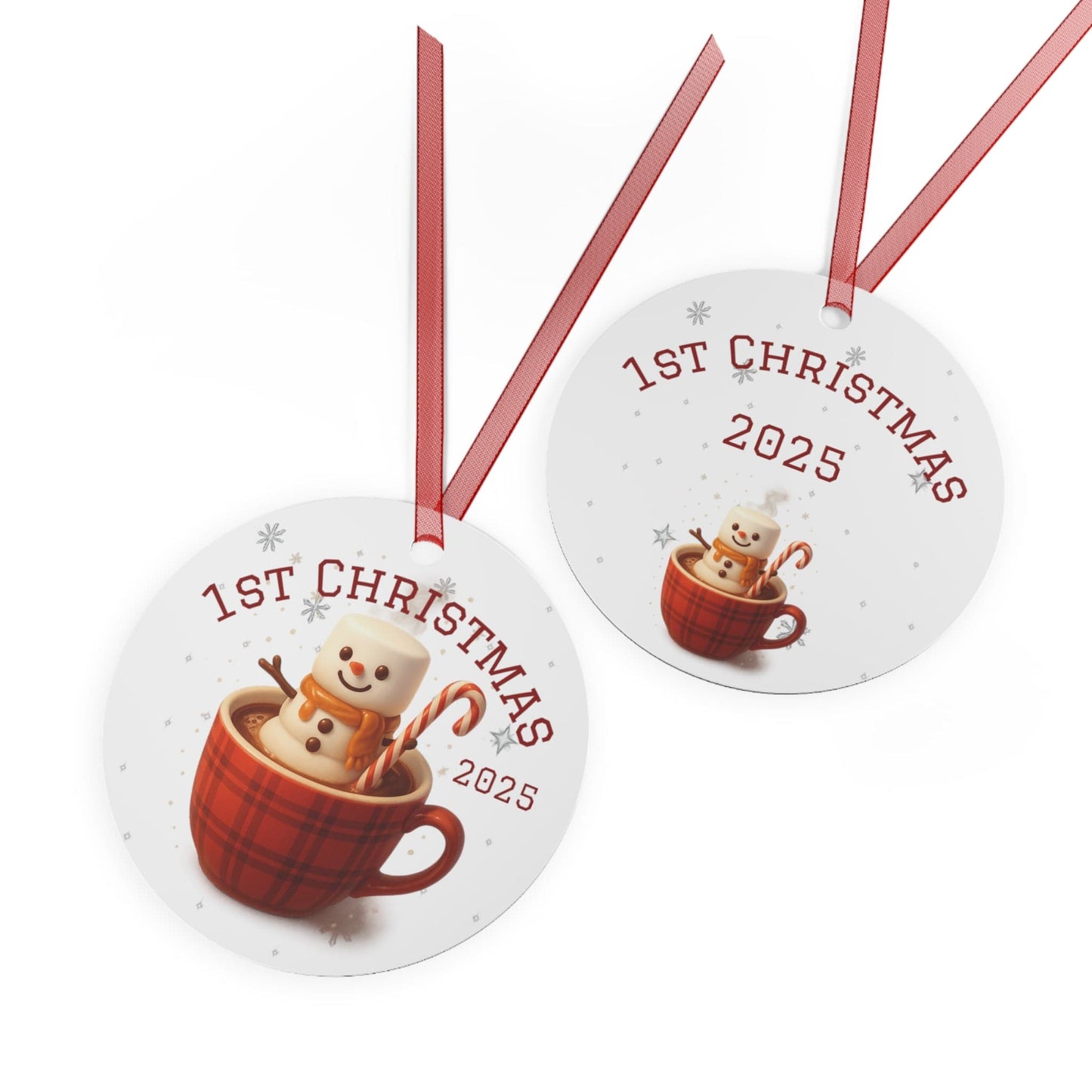 Printify Home Decor Round / One Size 1st Christmas 2025 Metal Ornament — Baby’s First Holiday Keepsake