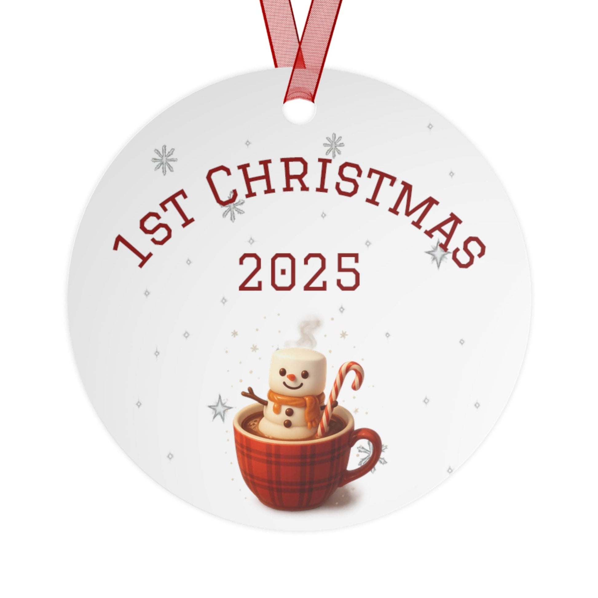 Printify Home Decor Round / One Size 1st Christmas 2025 Metal Ornament — Baby’s First Holiday Keepsake