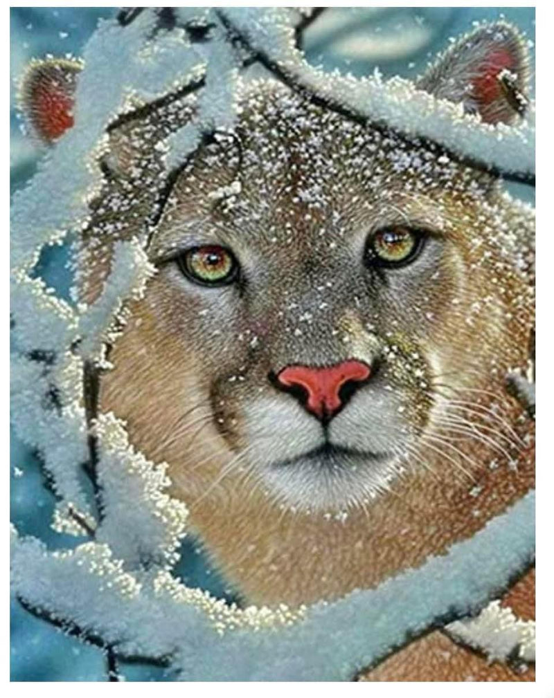 5D Diamond Painting Lion in the Snow