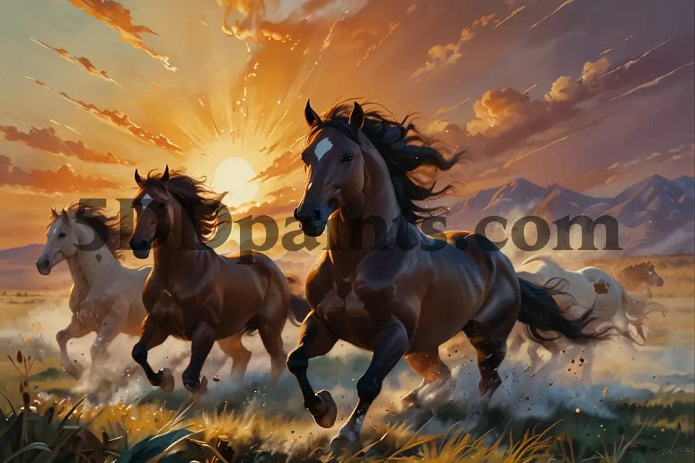 5DDPaints.com Art & Craft Kits Picture 1 / round 5D Diamond Painitng Horses