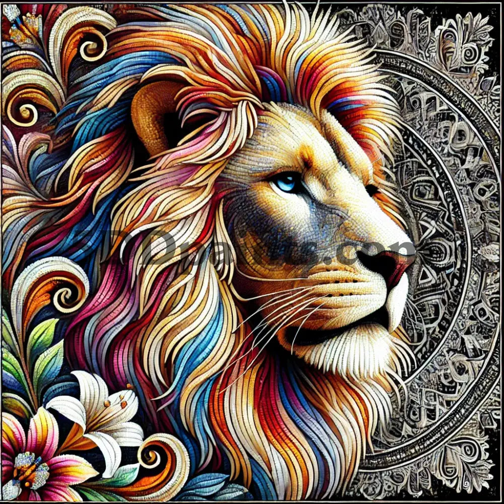 5D Diamond Painting Animal Mosiac Lion 1 / 20X20Cm Square