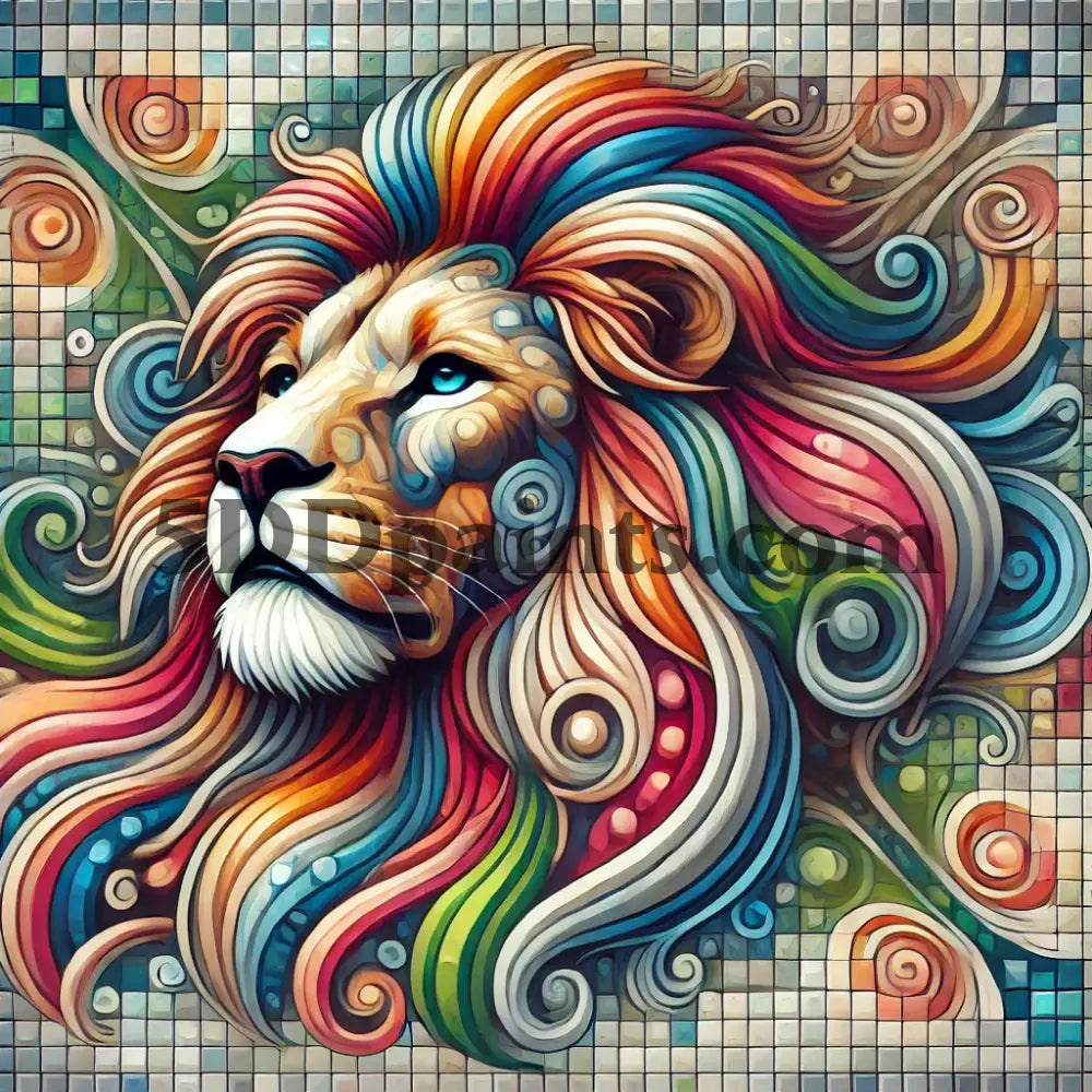 5D Diamond Painting Animal Mosiac Lion 2 / 20X20Cm Square