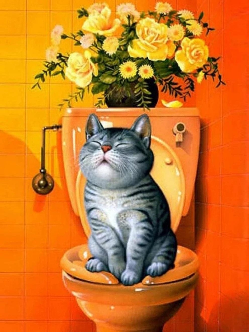 Amazello arts and crafts kit 4834 / Full Square 20X30cm 5D Diamond Painting Animal on a Toilet