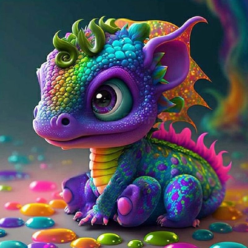 Amazello arts and crafts kit 9143 / Square Drill 20x20cm 5D Diamond Painting Baby Dragon