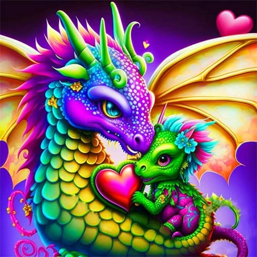 Amazello arts and crafts kit 9146 / Square Drill 20x20cm 5D Diamond Painting Baby Dragon