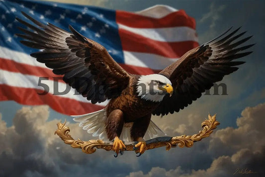 5D Diamond Painting Bald Eagle W/ U.s Flag **Exclusive Collection** Decoration