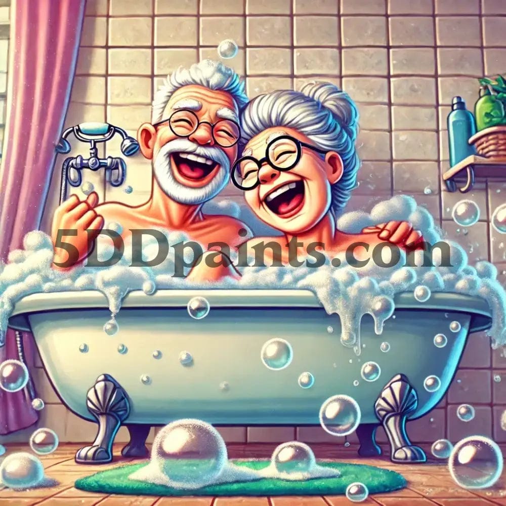 Amazello arts and crafts kit 5D Diamond Painting Bath Time - Happy Couple Series