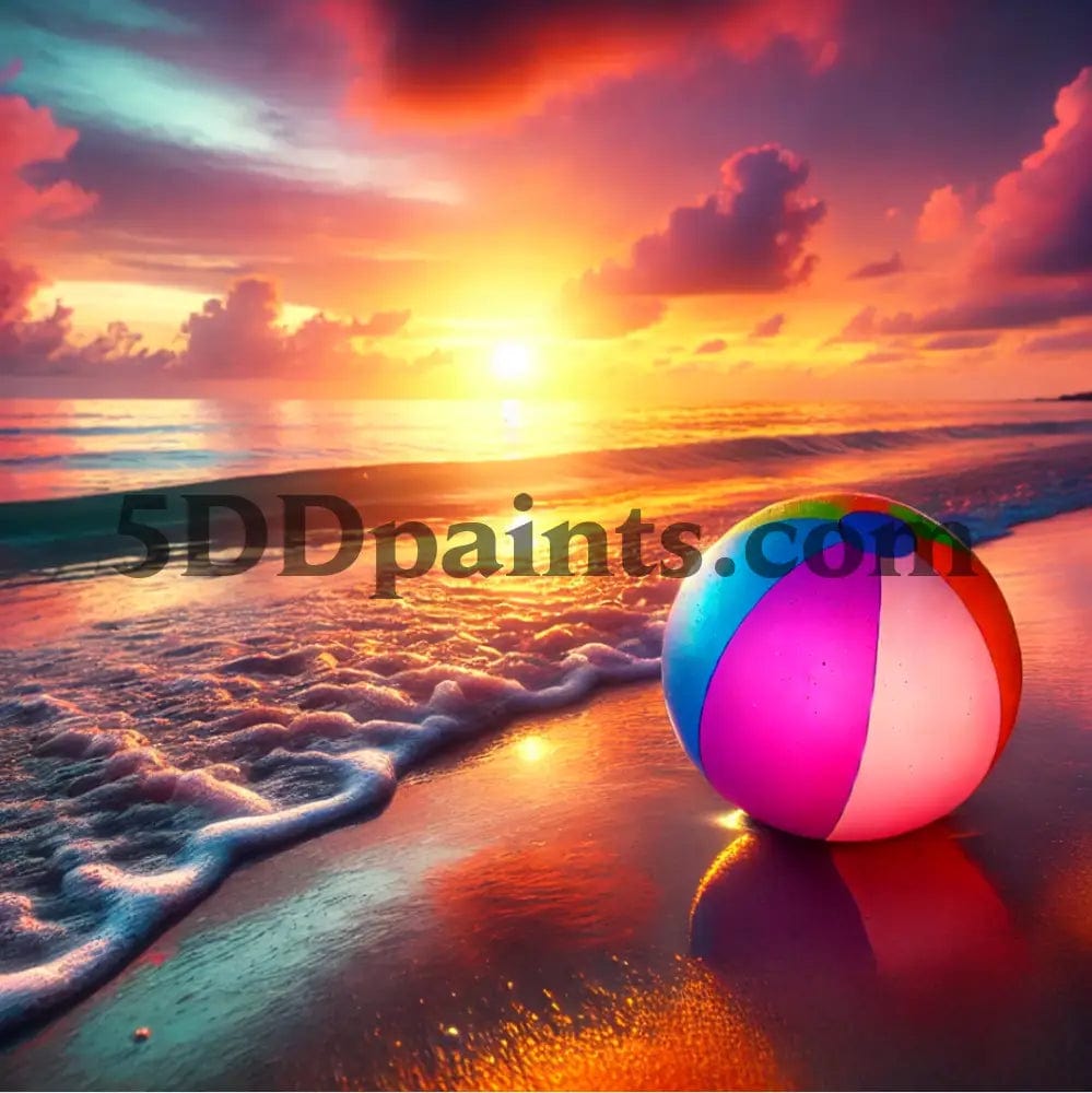 Amazello Art & Craft Kits 5D Diamond Painting Beach Ball Sunset