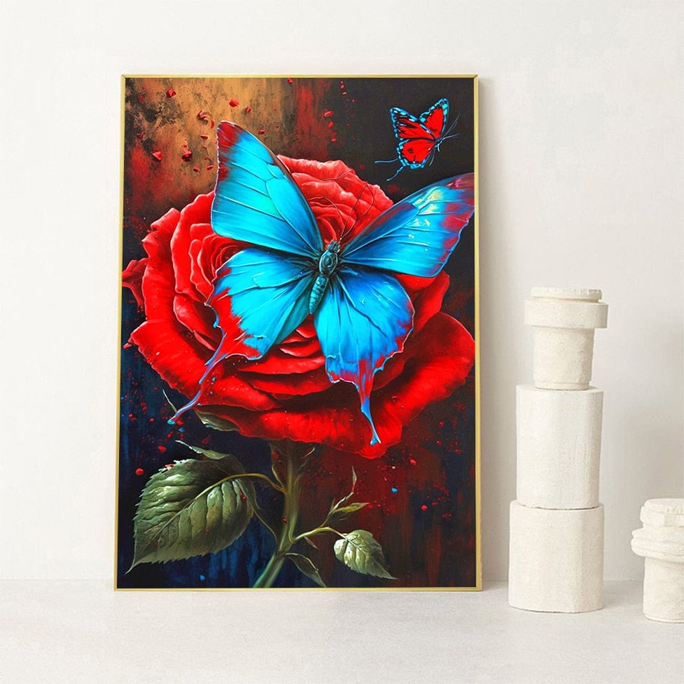 Amazello arts and crafts kit 5D Diamond Painting Beautiful Butterfly on a Rose