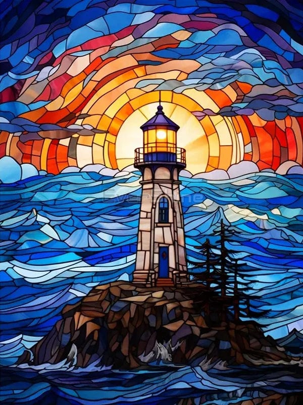 Amazello arts and crafts kit 463 / Round Drill 30x40cm 5D  Diamond Painting Beautiful Lighthouse