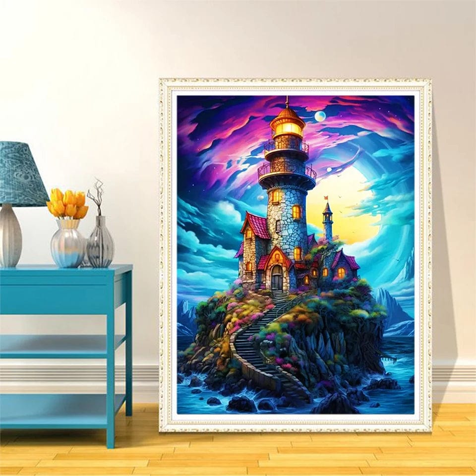 Amazello arts and crafts kit 5D  Diamond Painting Beautiful Lighthouse