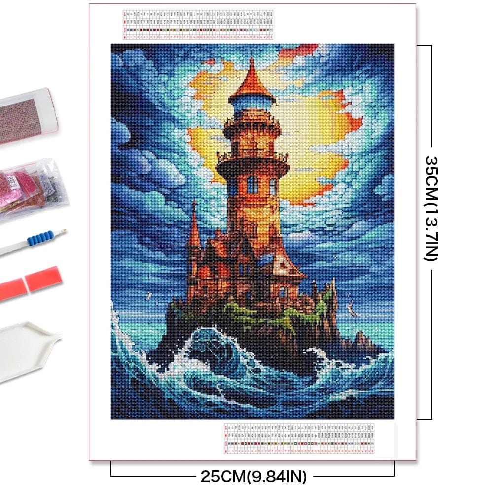 Amazello arts and crafts kit 5D  Diamond Painting Beautiful Lighthouse