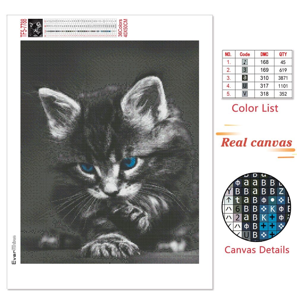 Amazello arts and crafts kit 5D Diamond Painting Black and White Animals **Square Drills Only**