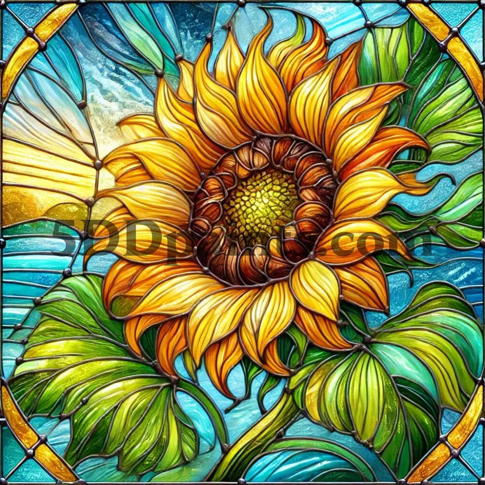 Amazello arts and crafts kit 5D Diamond Painting Blooming Stainglass Sunflower