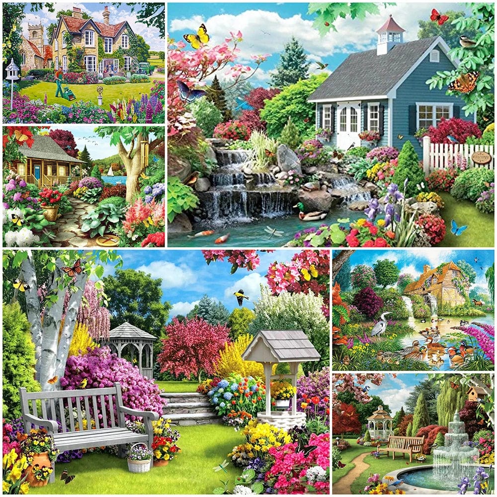 Amazello arts and crafts kit 5D Diamond Painting Bright & Beautiful Garden