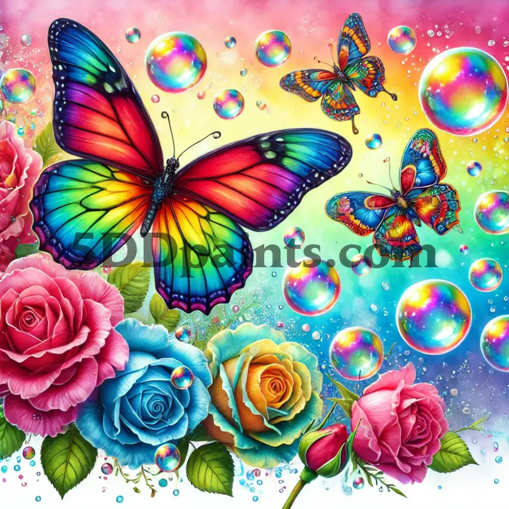 5D Diamond Painting Bright Butterflies And Roses Arts & Crafts