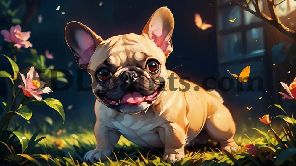 Amazello decoration 20x30cm Square Drill / Tan Bulldog 5D Diamond Painting Charming French Bulldog