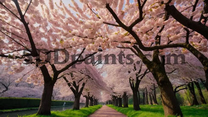Amazello Art & Craft Kits 5D Diamond Painting Cherry Blossum Lane