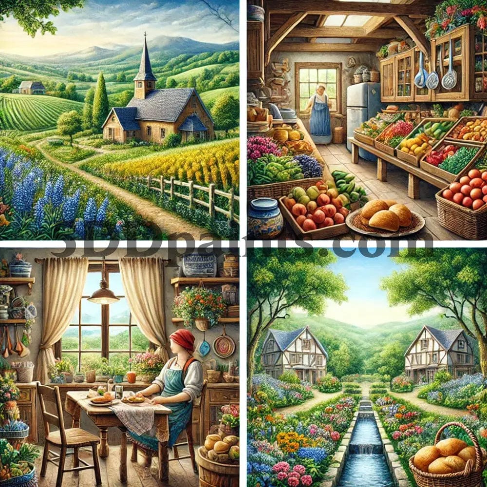 Amazello Art & Craft Kits 5D diamond Painting Country Living