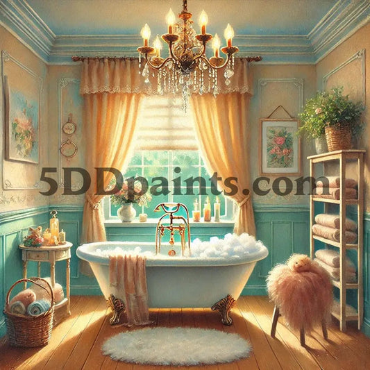 Amazello arts and crafts kit 5D Diamond Painting Cozy Bathroom