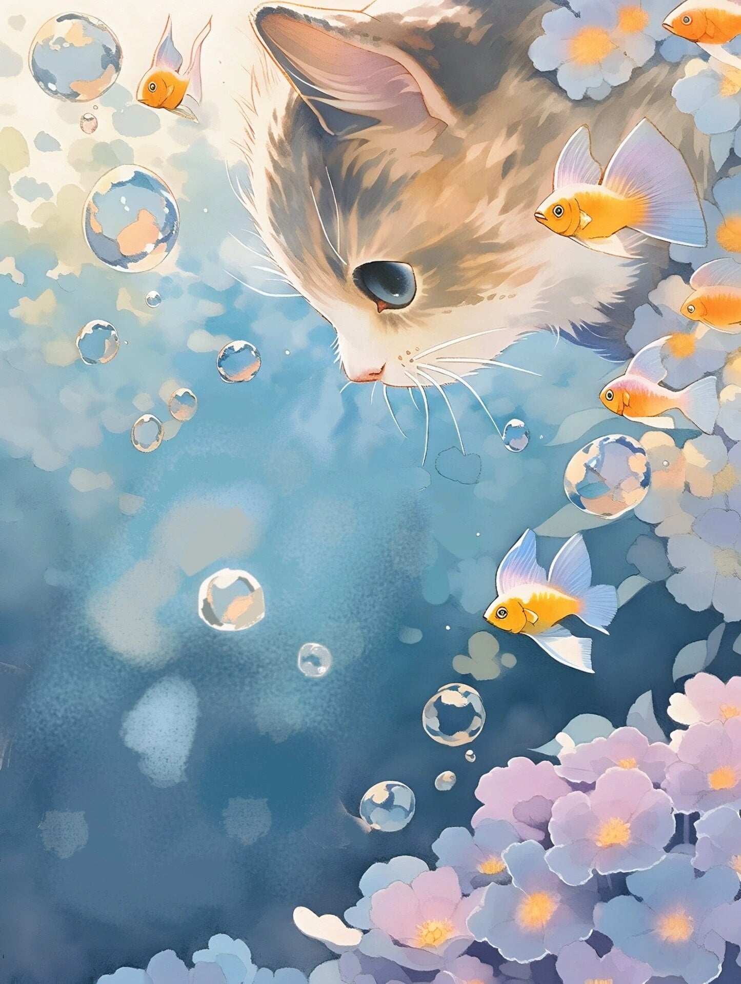 Amazello arts and crafts kit 2434 / Square Drill 20x30cm 5D Diamond Painting Cute Cat