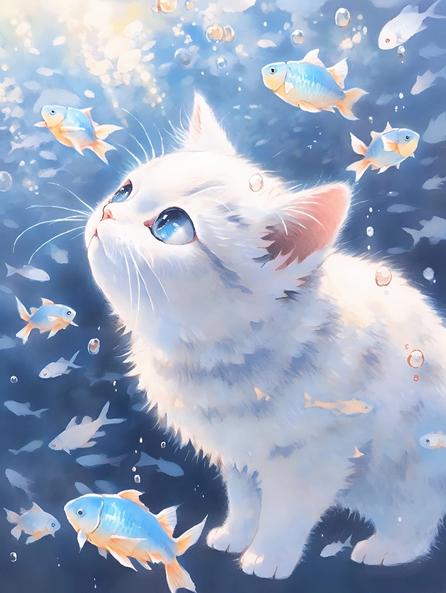 Amazello arts and crafts kit 2429 / Square Drill 20x30cm 5D Diamond Painting Cute Cat