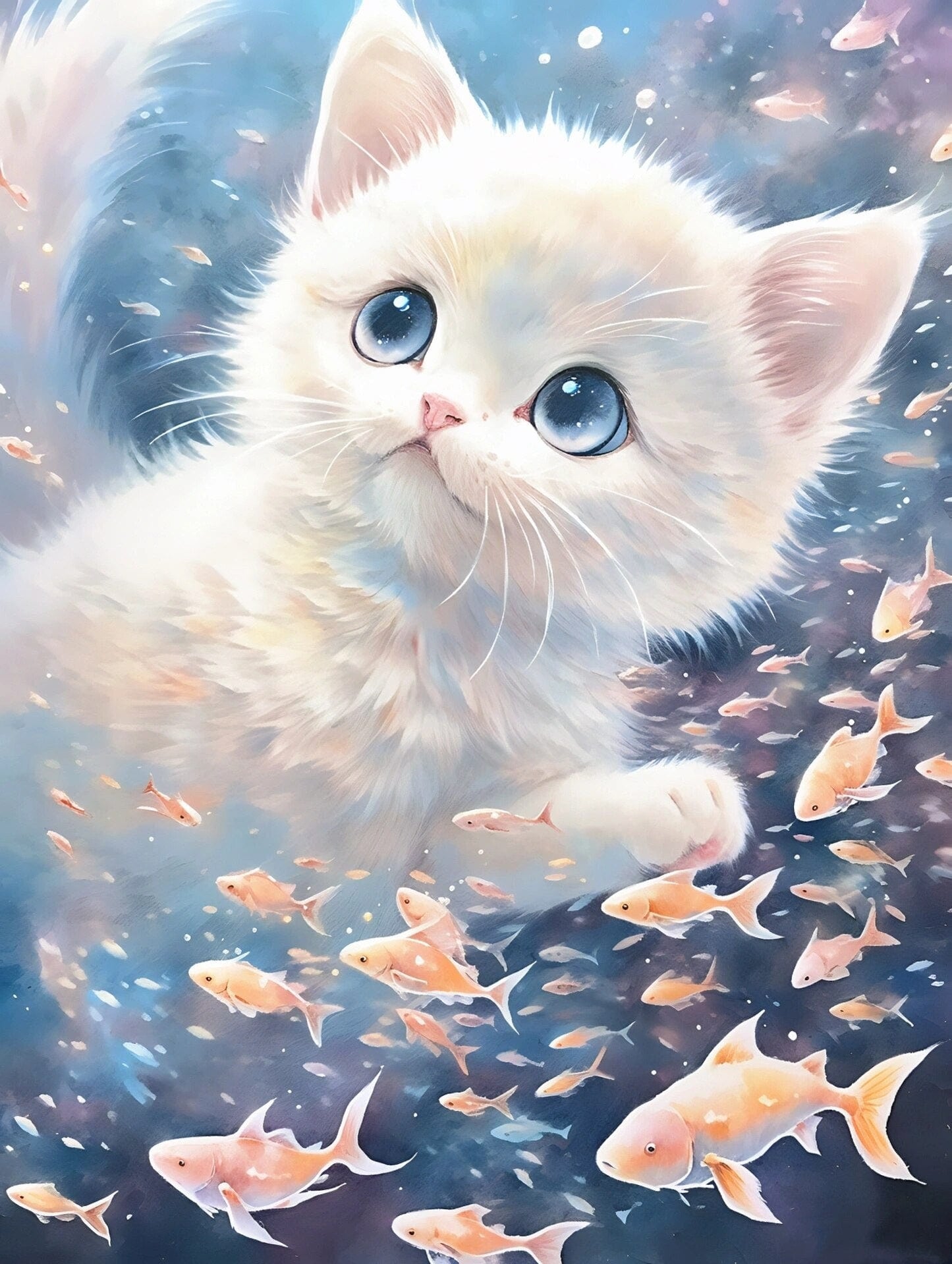 Amazello arts and crafts kit 2436 / Square Drill 20x30cm 5D Diamond Painting Cute Cat