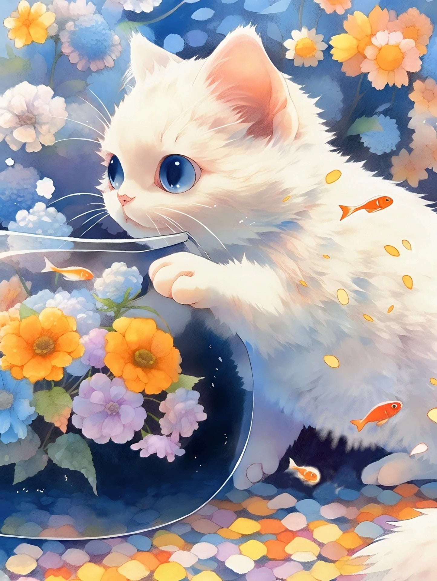 Amazello arts and crafts kit 2431 / Square Drill 20x30cm 5D Diamond Painting Cute Cat