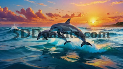 Amazello Art & Craft Kits 5D Diamond Painting Dolphine Couple