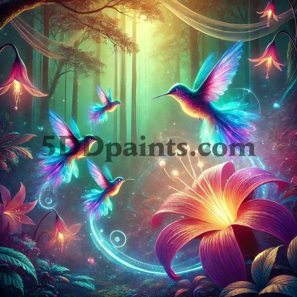 5D Diamond Painting Enchanted Hummingbirds Arts And Crafts Kit