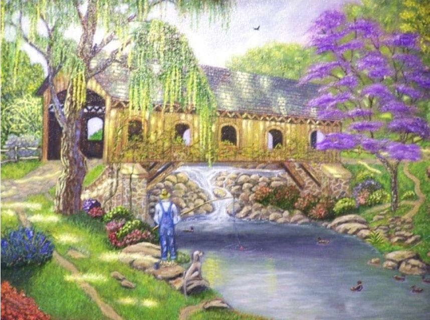 Amazello arts and crafts kit 1181 / Square Drill 30x20cm 5D Diamond Painting European County Cottage