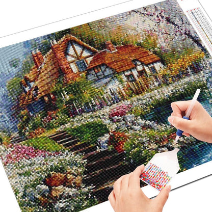 Amazello arts and crafts kit 5D Diamond Painting European County Cottage