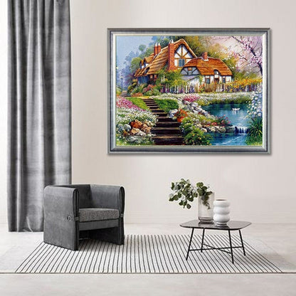 Amazello arts and crafts kit 5D Diamond Painting European County Cottage