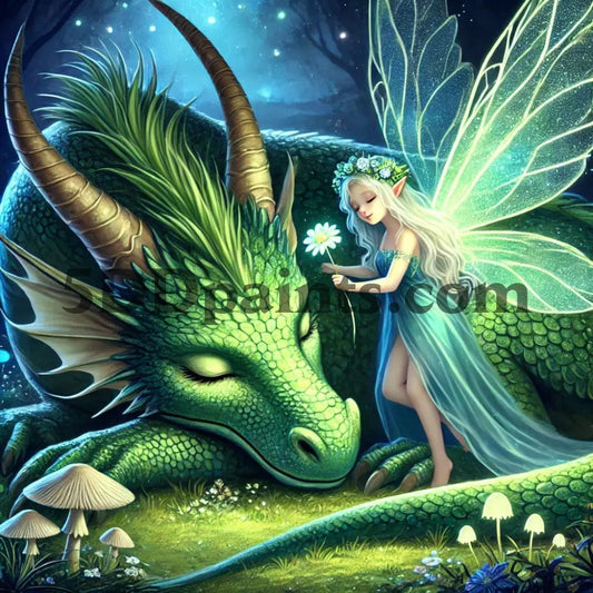 Amazello arts and crafts kit 5D Diamond Painting Fairy & Her Dragon