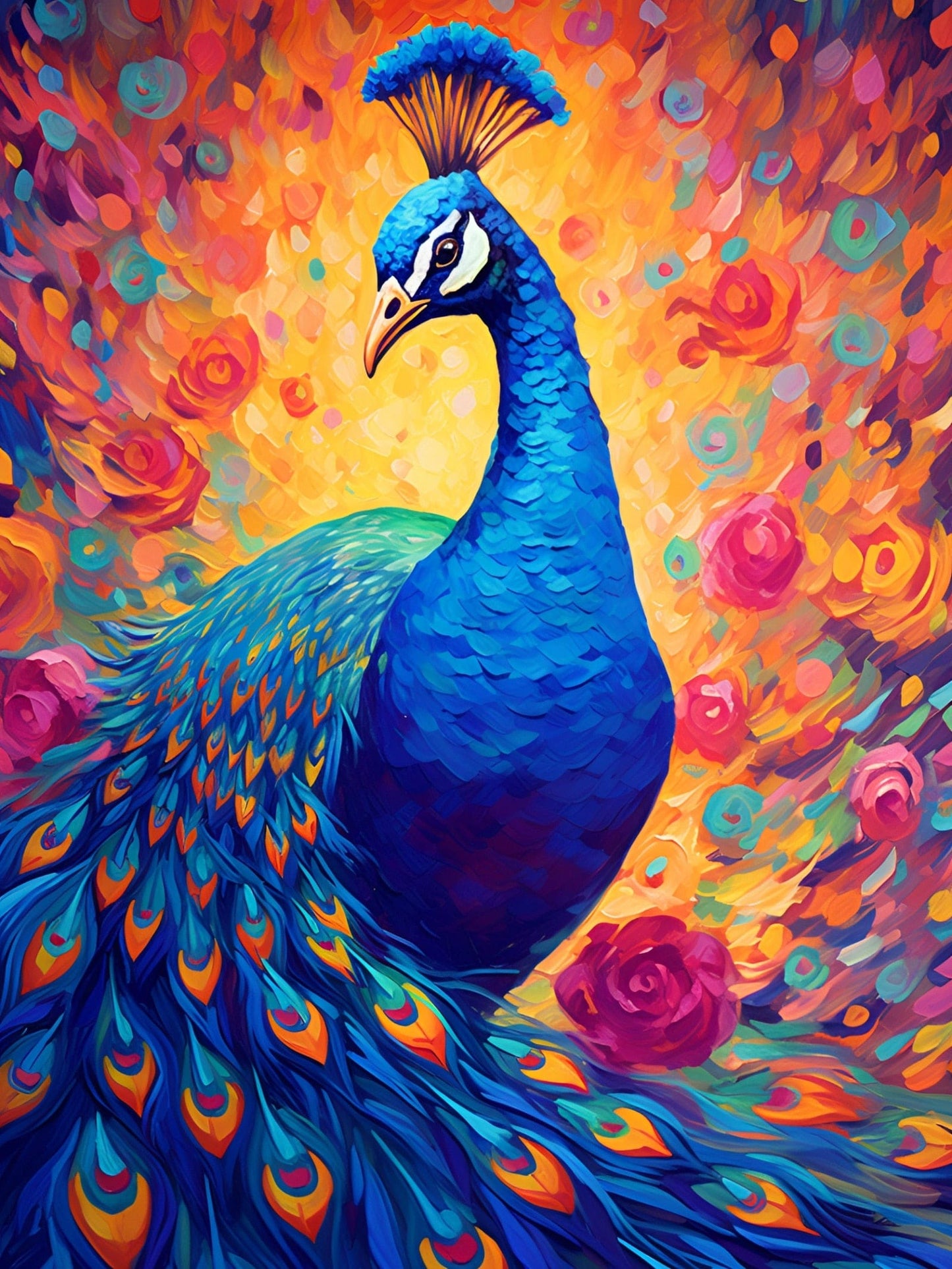 Amazello arts and crafts kit 3884 / Square Drill 20x30cm 5D Diamond Painting Fire Peacock