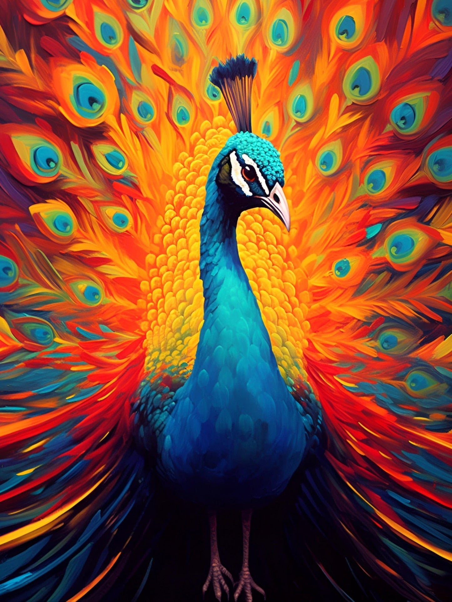 Amazello arts and crafts kit 3885 / Square Drill 20x30cm 5D Diamond Painting Fire Peacock