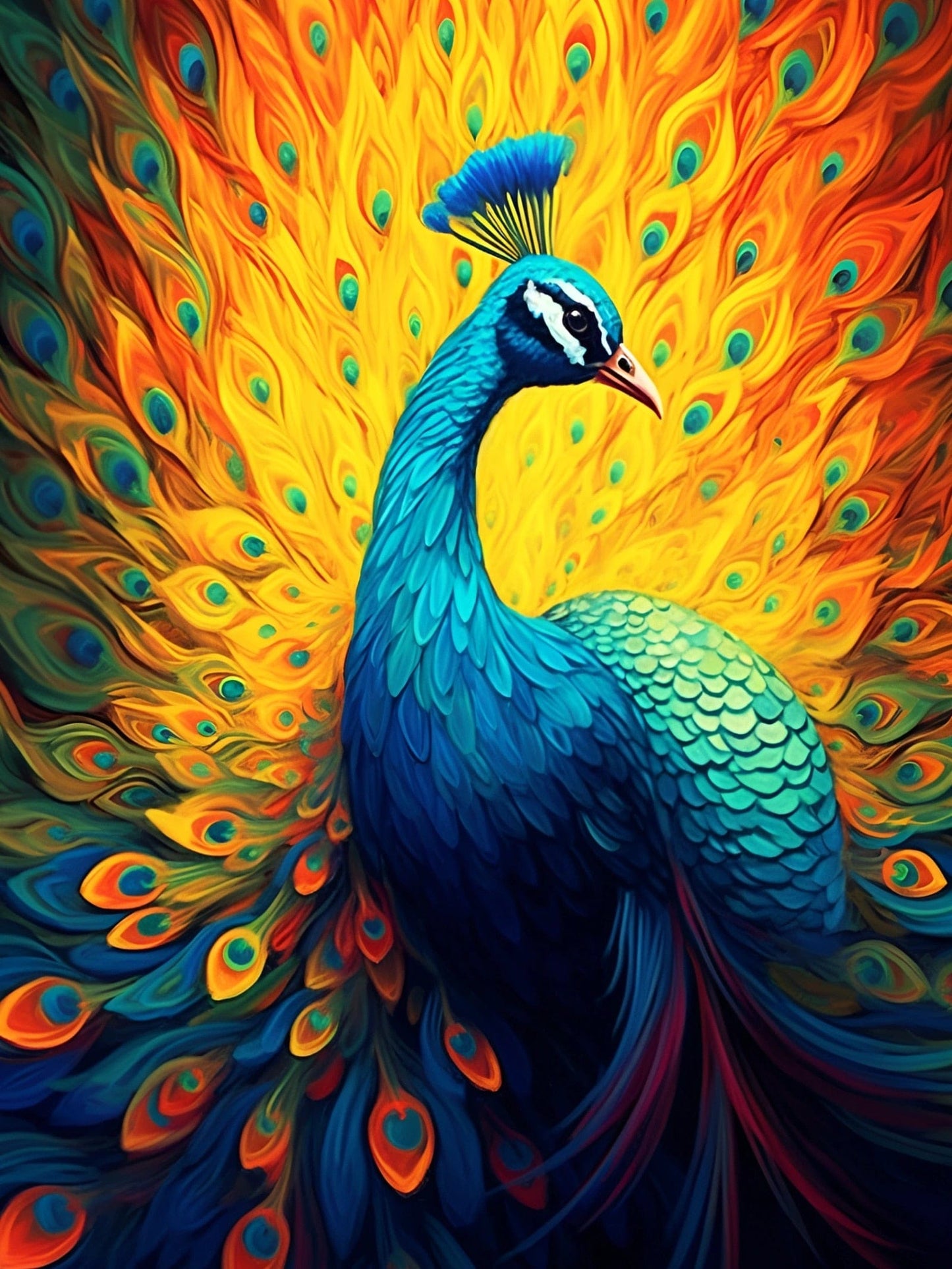 Amazello arts and crafts kit 3888 / Square Drill 20x30cm 5D Diamond Painting Fire Peacock