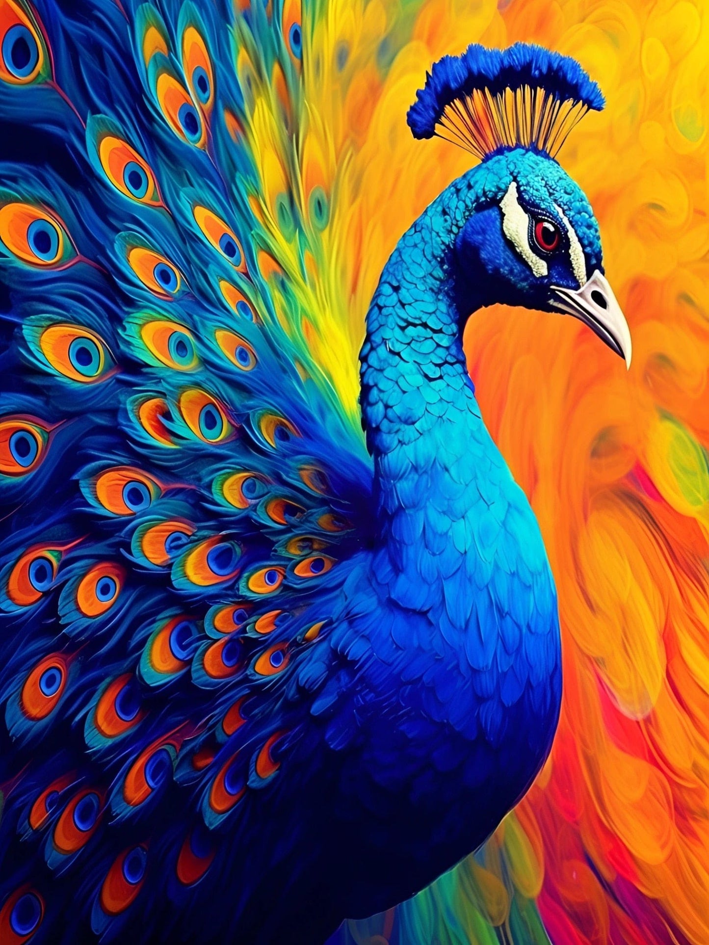 Amazello arts and crafts kit 3886 / Square Drill 20x30cm 5D Diamond Painting Fire Peacock