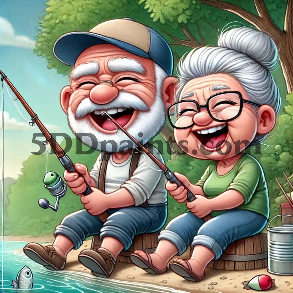 Amazello arts and crafts kit 5D Diamond Painting Fishing Time -  Happy Couple Series