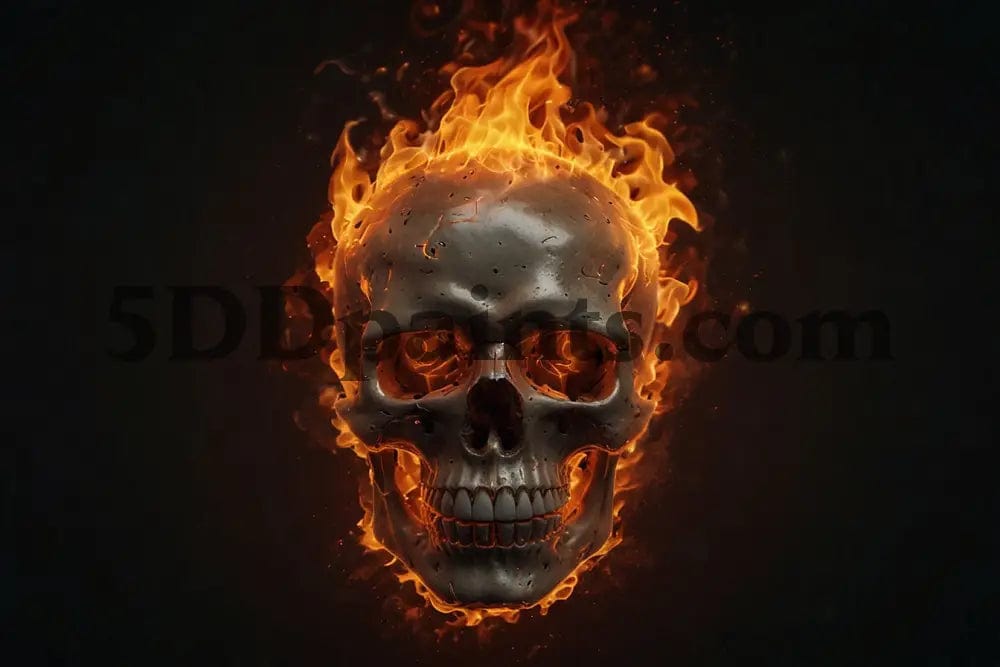 Amazello decoration 5D Diamond Painting Flaming Skull **Exclusive Collection**