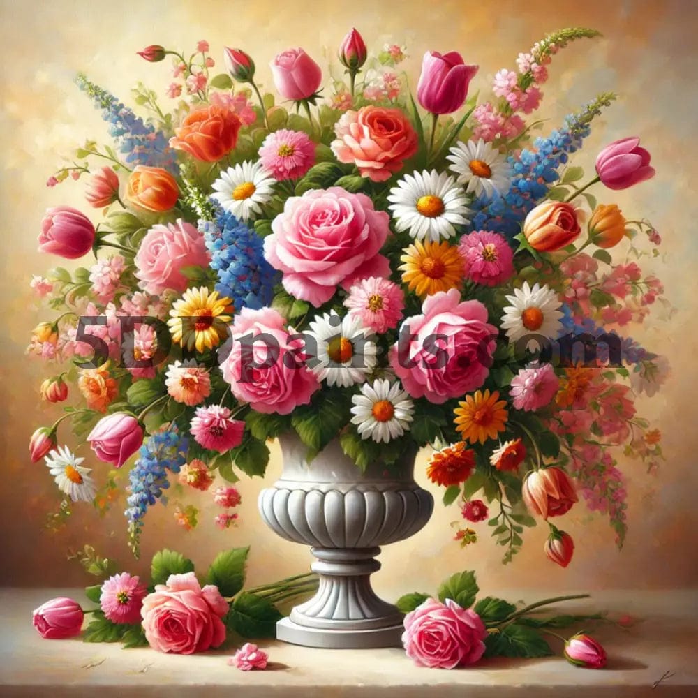 Amazello Arts & Crafts Graceful Blossoms Delight / 30x40cm square 5D Diamond Painting Flowers in a Vase