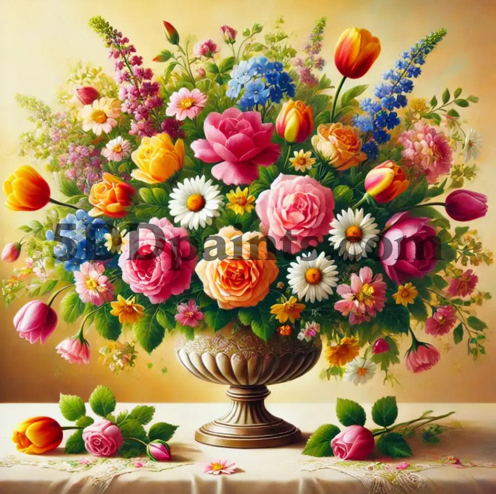 Amazello Arts & Crafts Vibrant Floral Elegance / 30x40cm square 5D Diamond Painting Flowers in a Vase