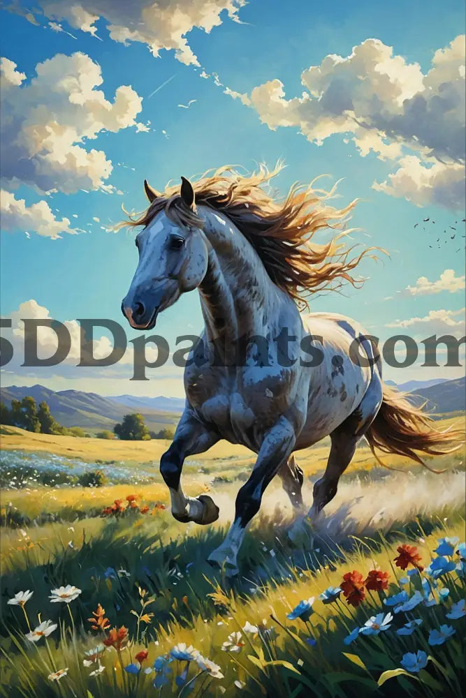 5D Diamond Painting Galloping Horse In The Sun Decoration